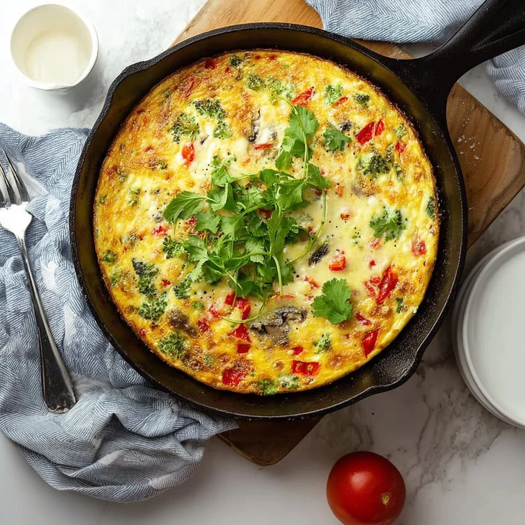 Delicious vegetable frittata served on a plate, ideal for healthy mornings.