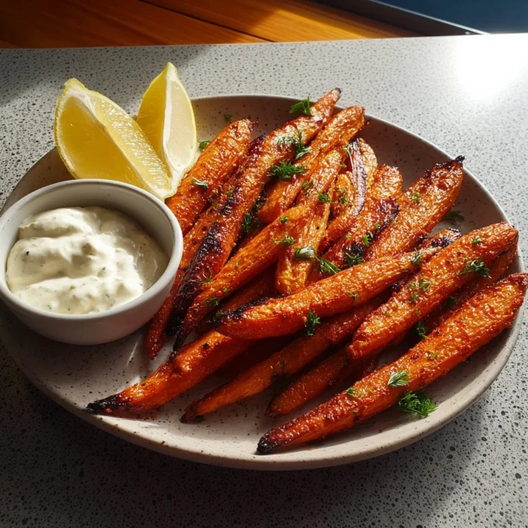 Plate of harissa roasted carrots with yogurt, showcasing vibrant colors and textures.