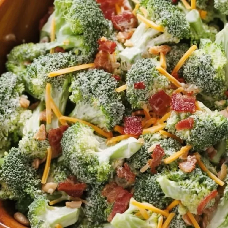 Fresh broccoli salad with colorful vegetables and a light dressing