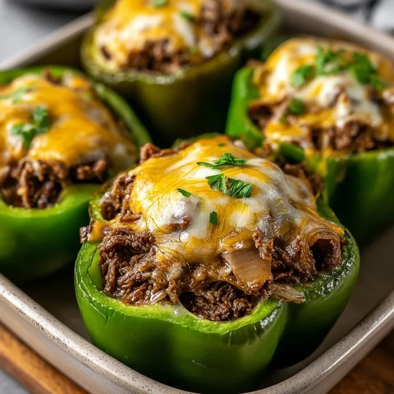Cheesesteak stuffed bell peppers served on a plate for a delicious low-carb meal.