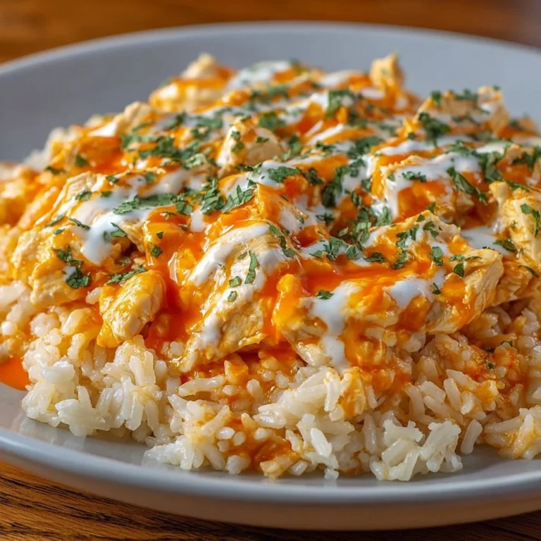 Cheesy Buffalo Chicken and Rice dish featuring creamy texture and spicy flavor