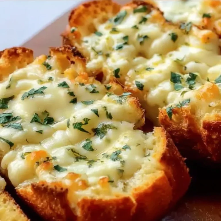 Warm cheesy garlic bread topped with herbs, a delicious side dish.