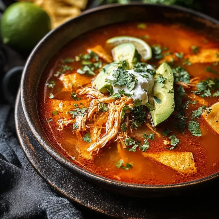 Creamy salsa potato soup with shredded chicken, garnished for a Tex-Mex twist.