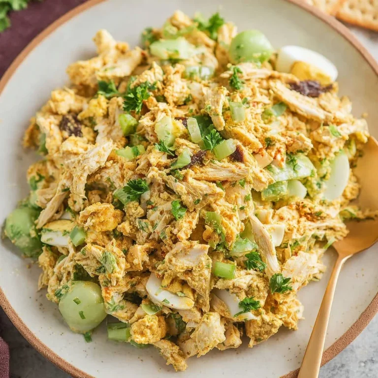 Delicious Curry Chicken Salad served in a bowl with fresh ingredients