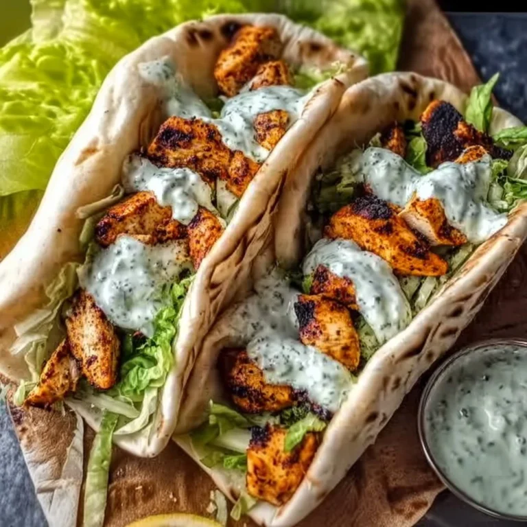 Delicious sheet pan chicken pitas topped with herby ranch dressing