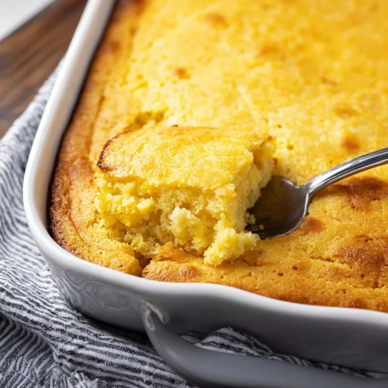 A serving of homemade spoon bread, a comforting dish for family meals