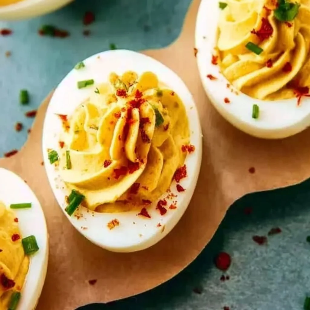 Delicious deviled eggs garnished with paprika, perfect for appetizers