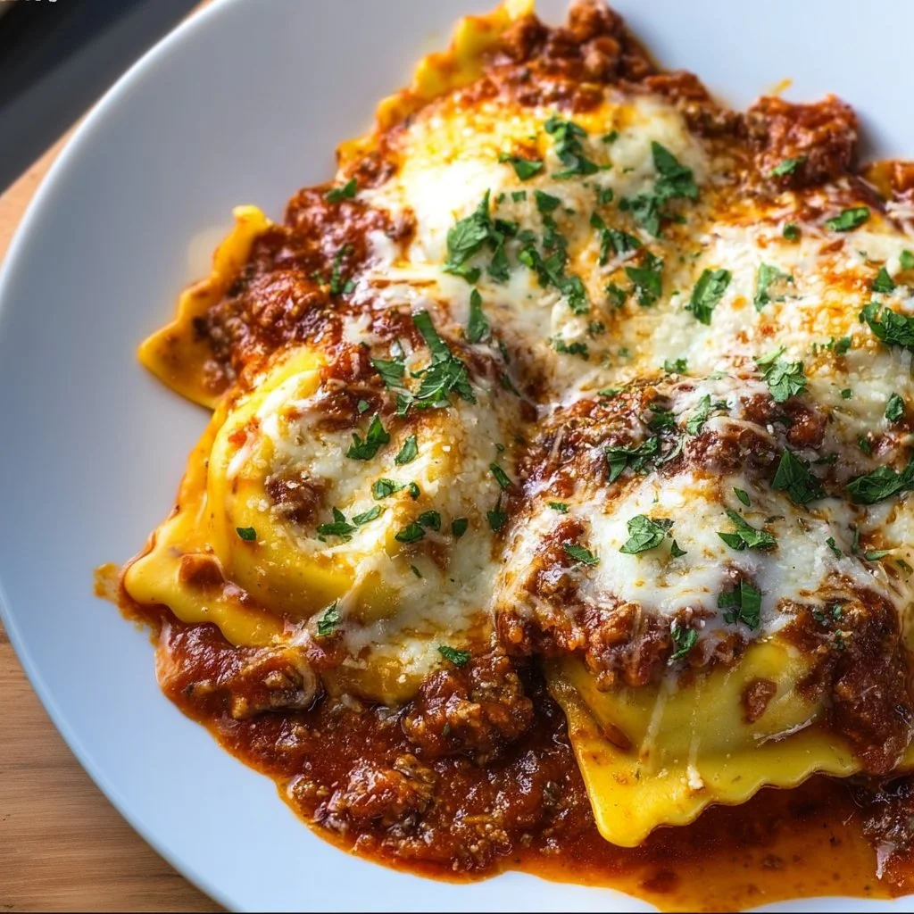 Delicious Crockpot Ravioli Lasagna ready for a family dinner