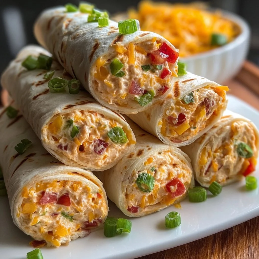 Delicious Easy Fiesta Roll Ups served on a platter, creamy and zesty appetizer.