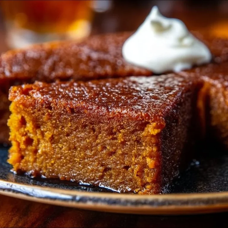 Slice of Flourless Sweet Potato Ginger Cake topped with ginger and sweet potatoes