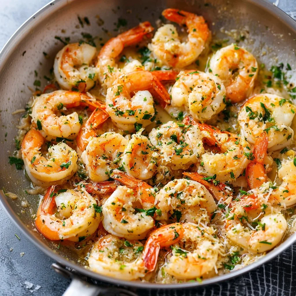 Delicious garlic butter shrimp scampi served in a bowl