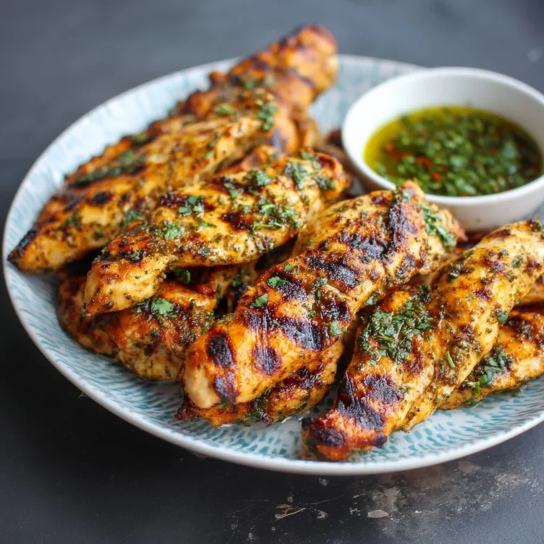 Juicy grilled chicken tenders seasoned to perfection, served on a plate.