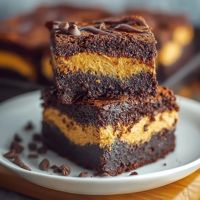 Healthy cottage cheese brownies on a plate with chocolate drizzle