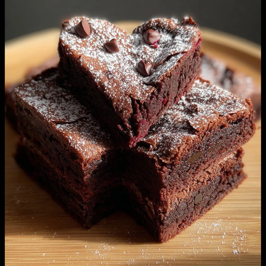 Delicious heart brownies for Valentine's Day celebration and romantic desserts.