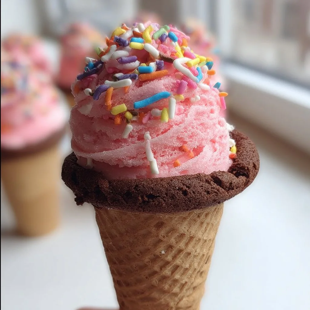 Delicious ice cream cone cupcakes, perfect for Valentine's Day celebrations