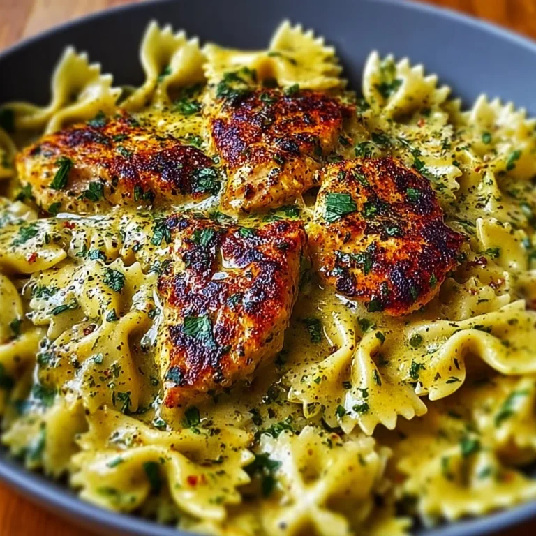 Creamy Mozzarella Garlic Butter Chicken Bowties topped with cheese in a comforting dish