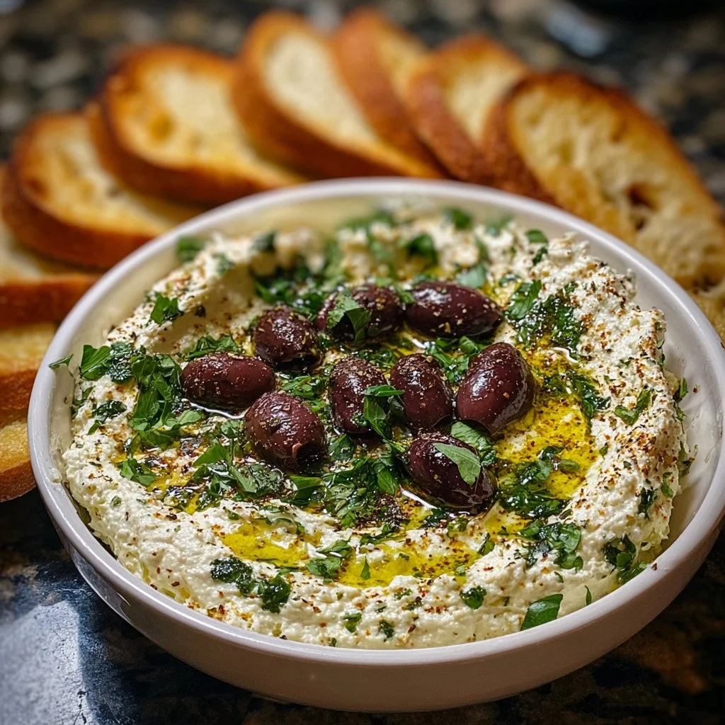 Creamy and zesty Olive Dream Dip served with fresh vegetables