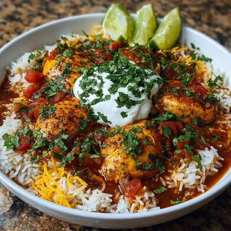 One-Pan Salsa Chicken with Cheesy Rice - A delicious and creamy meal