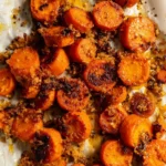 Parmesan Crusted Carrots served on a plate, showcasing a crispy, cheesy texture
