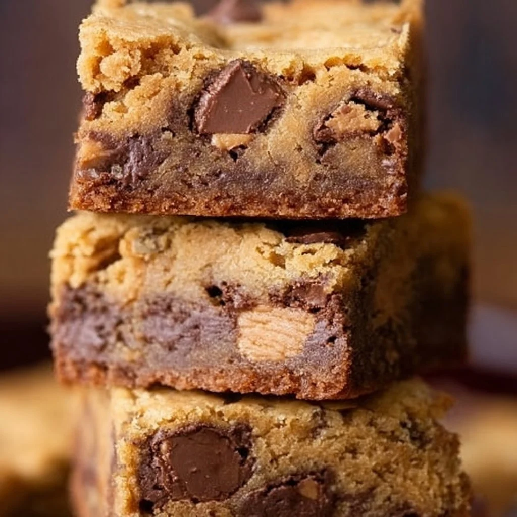 Delicious Peanut Butter Blondies served on a plate, evoking nostalgic flavors