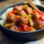 Delicious Peppers & Meatballs dish served in a bowl for a comforting meal.
