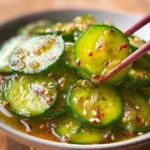 Fresh and colorful cucumber salad with tomatoes and herbs in a bowl
