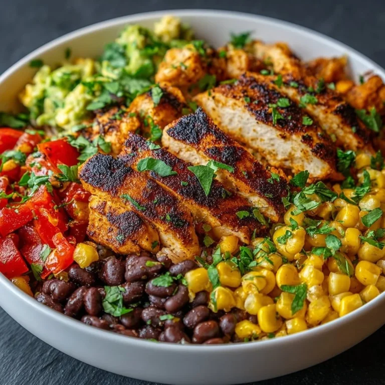Delicious Southwest Chicken Burrito Bowl with cream and zesty toppings