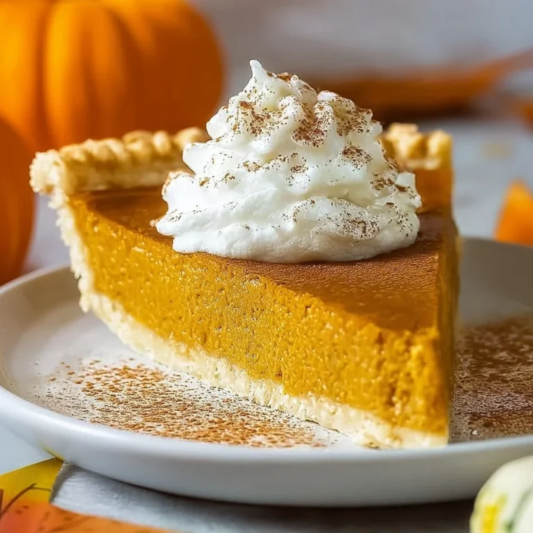Slice of delicious pumpkin pie served on a plate with cinnamon and whipped cream