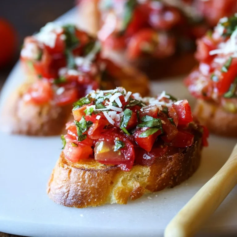 Delicious bruschetta topped with tomatoes and basil served at a gathering