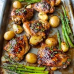 Delicious balsamic chicken served on a plate garnished with herbs.