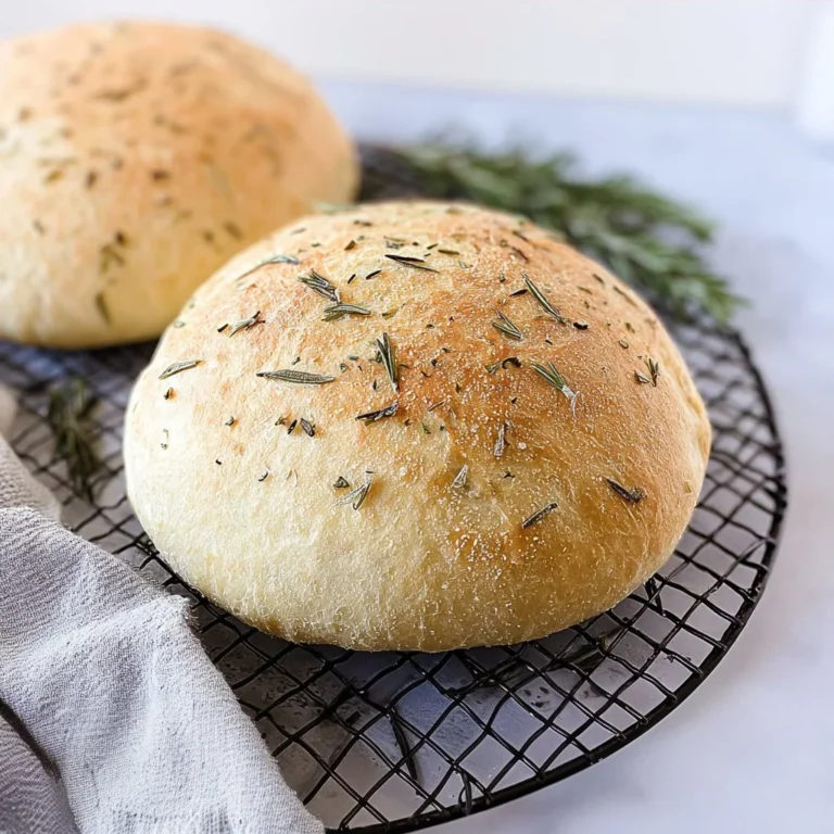 Freshly baked rosemary bread on a wooden table, showcasing its golden crust