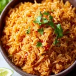 Bowl of Easy Mexican Rice garnished with fresh cilantro