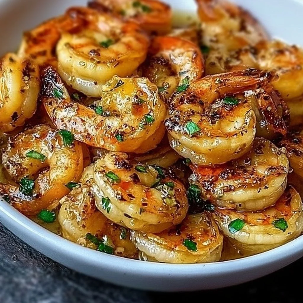 Delicious Hawaiian Garlic Shrimp served with vibrant tropical garnish