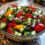 Delicious Turkish Shepherd Salad with fresh vegetables and herbs