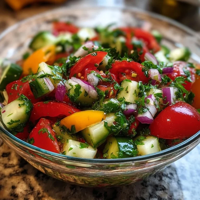 Delicious Turkish Shepherd Salad with fresh vegetables and herbs
