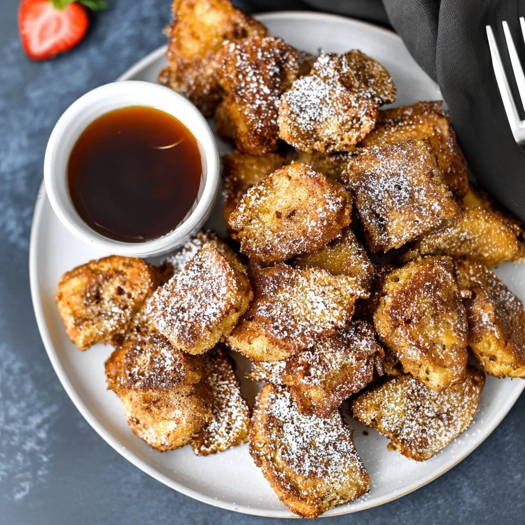 Delicious air fryer French toast bites served on a plate