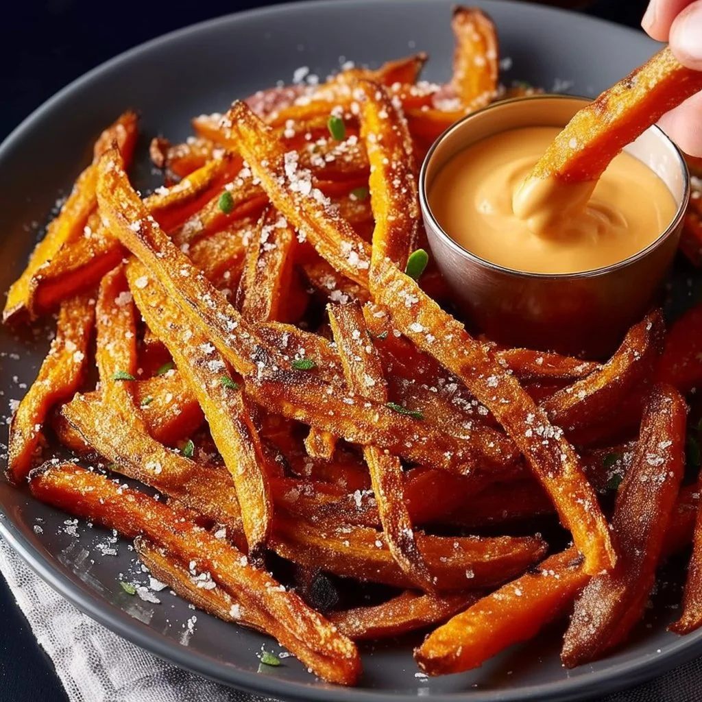 Crispy air fryer sweet potato fries served in a bowl