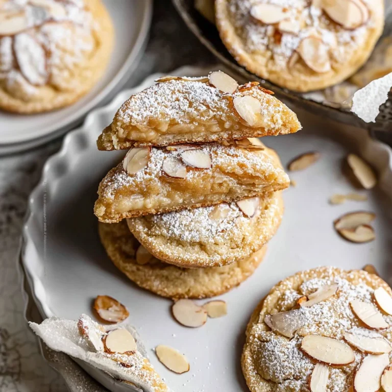 Delicious Almond Croissant Cookies with a golden-brown flaky exterior and almond filling