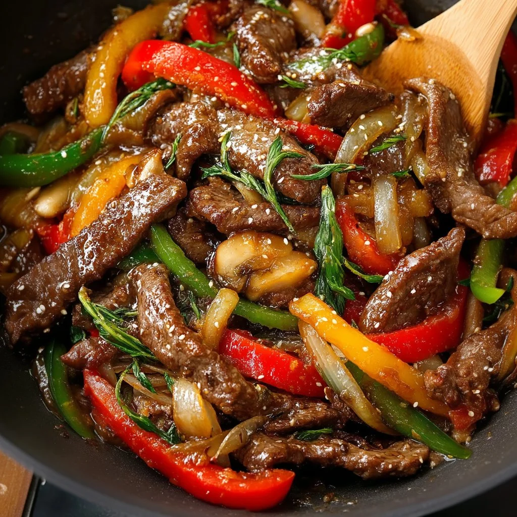 Delicious Asian BBQ Beef Stir-Fry with vibrant orange zest served in a bowl