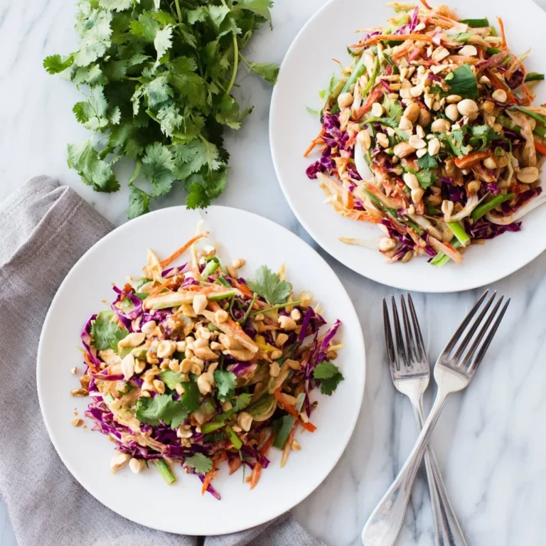 Bowl of colorful Asian Summer Slaw with fresh vegetables and sesame dressing.