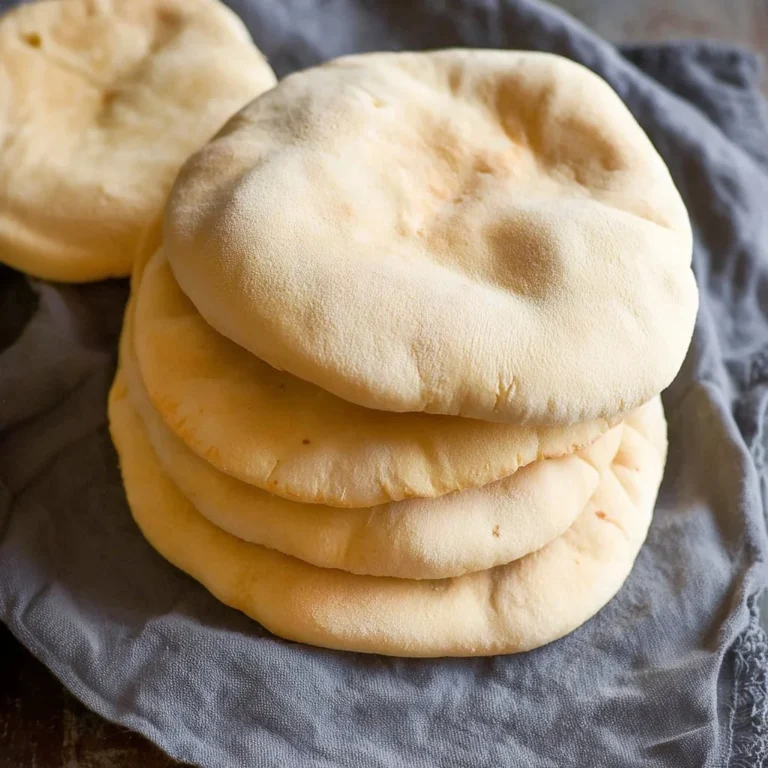 Freshly baked homemade pita bread ready to be served with dips and fillings.