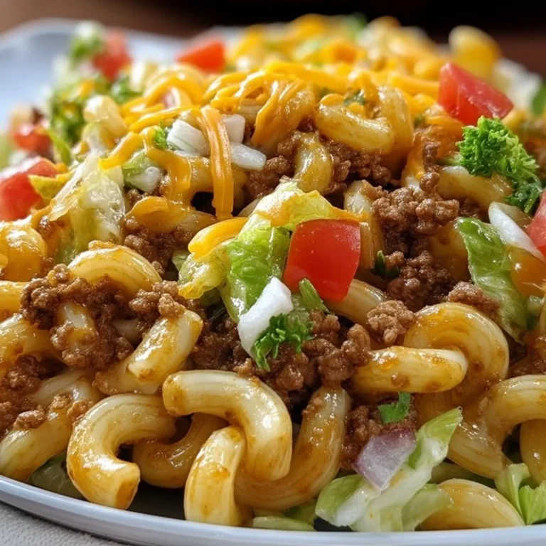 Delicious Big Mac Pasta Salad with fresh ingredients and unique flavors