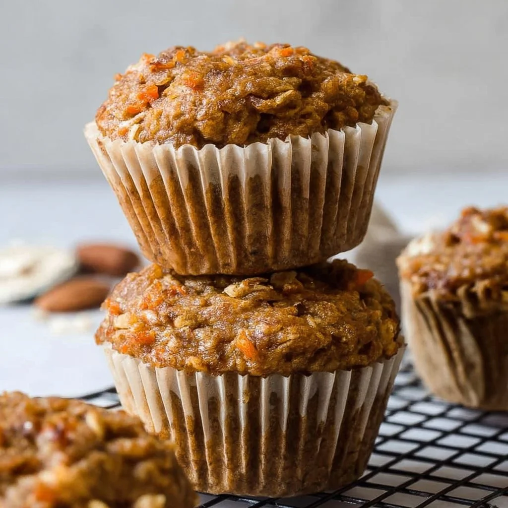 Freshly baked Carrot Apple Muffins on a cooling rack