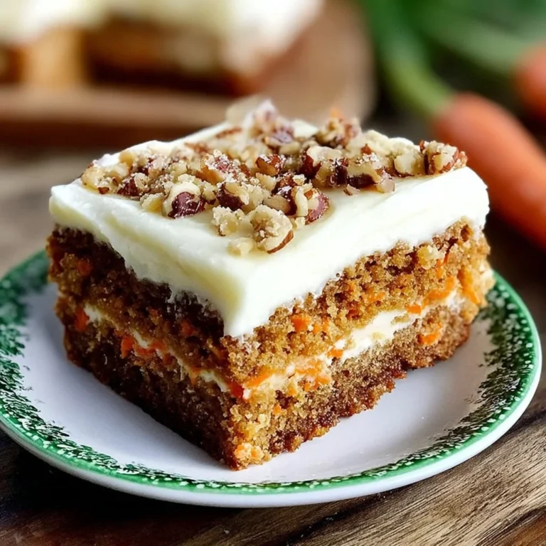 Delicious carrot cake bars topped with creamy cream cheese frosting
