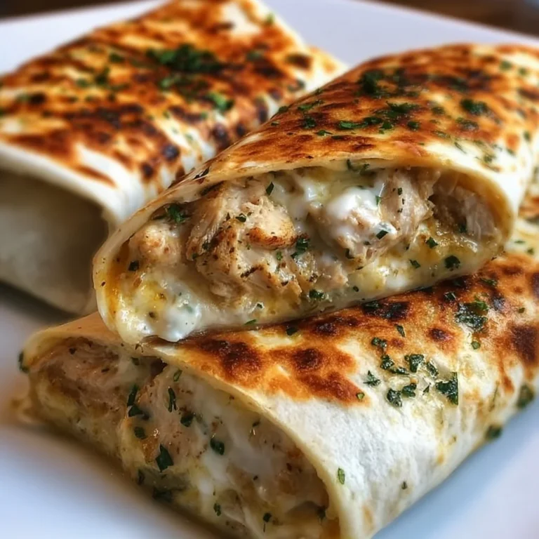 Cheesy chicken garlic wraps ready to enjoy, bursting with flavor and comfort.