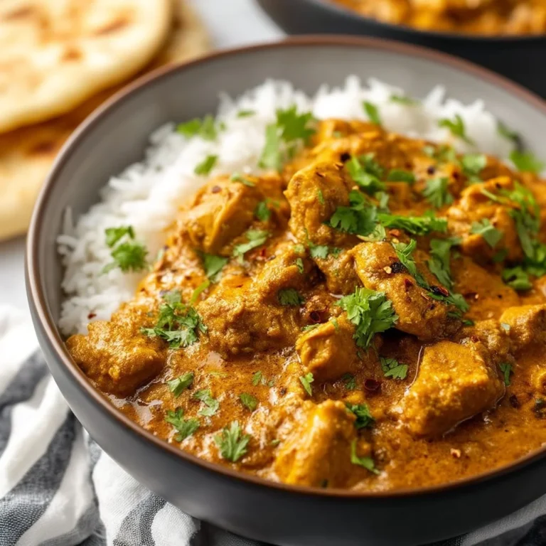 Delicious Chicken Curry served with rice and fresh herbs, perfect for a comforting meal.