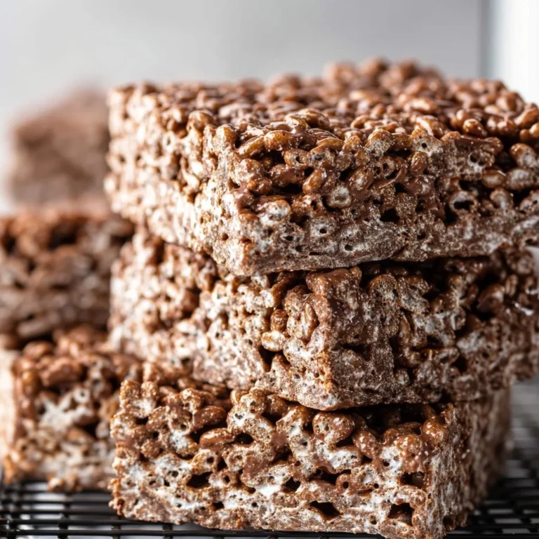 Delicious Chocolate Rice Krispie Treats ready to enjoy as a stress-relief snack.