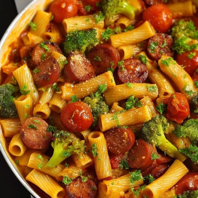 Delicious chorizo pasta dish served in a bowl with fresh herbs