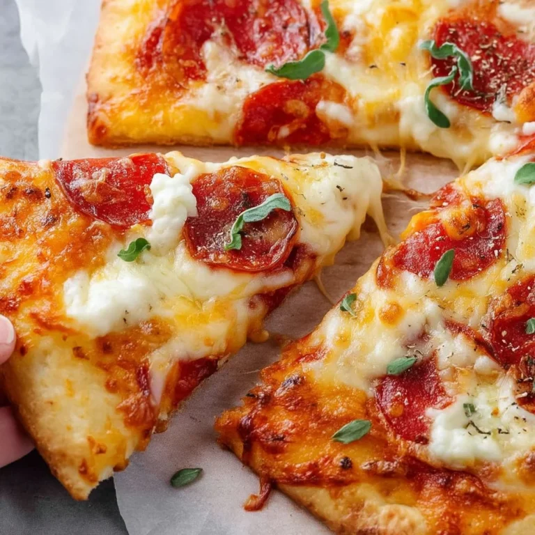 Homemade cottage cheese pizza crust topped with fresh ingredients