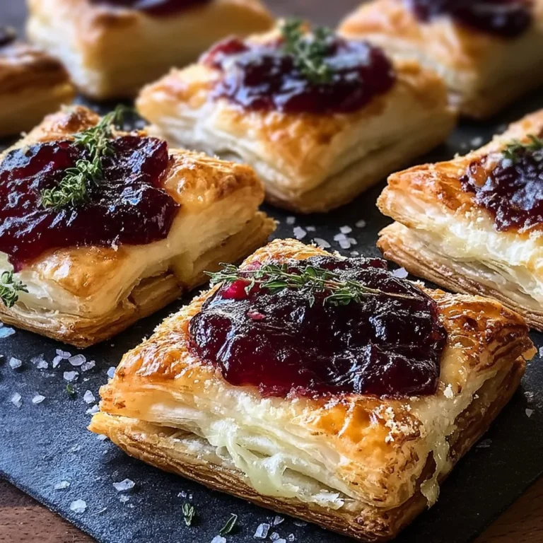Cranberry Brie Puff Pastry Bites with Fig and Thyme - festive holiday appetizer